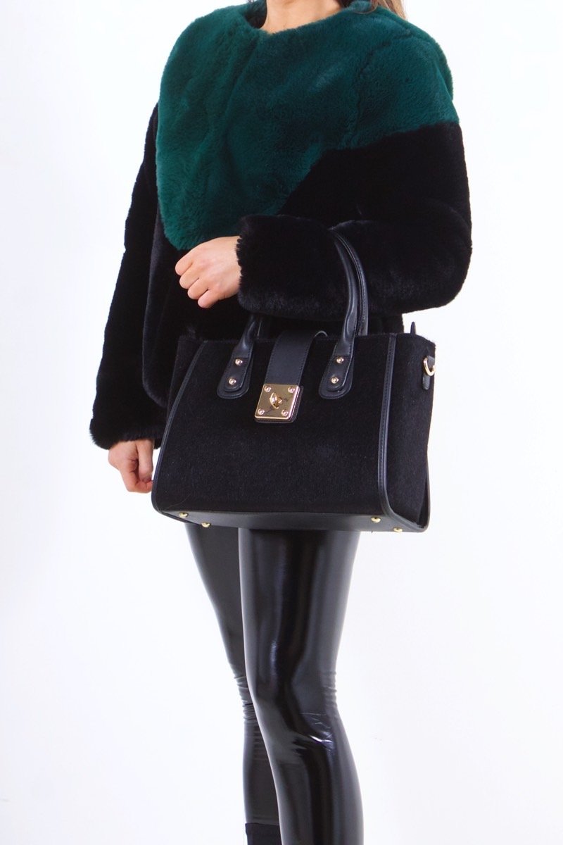 Ruby Black And Green Faux Fur Jacket