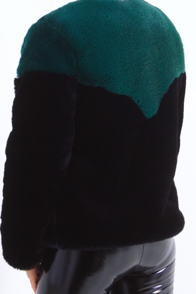 Ruby Black And Green Faux Fur Jacket