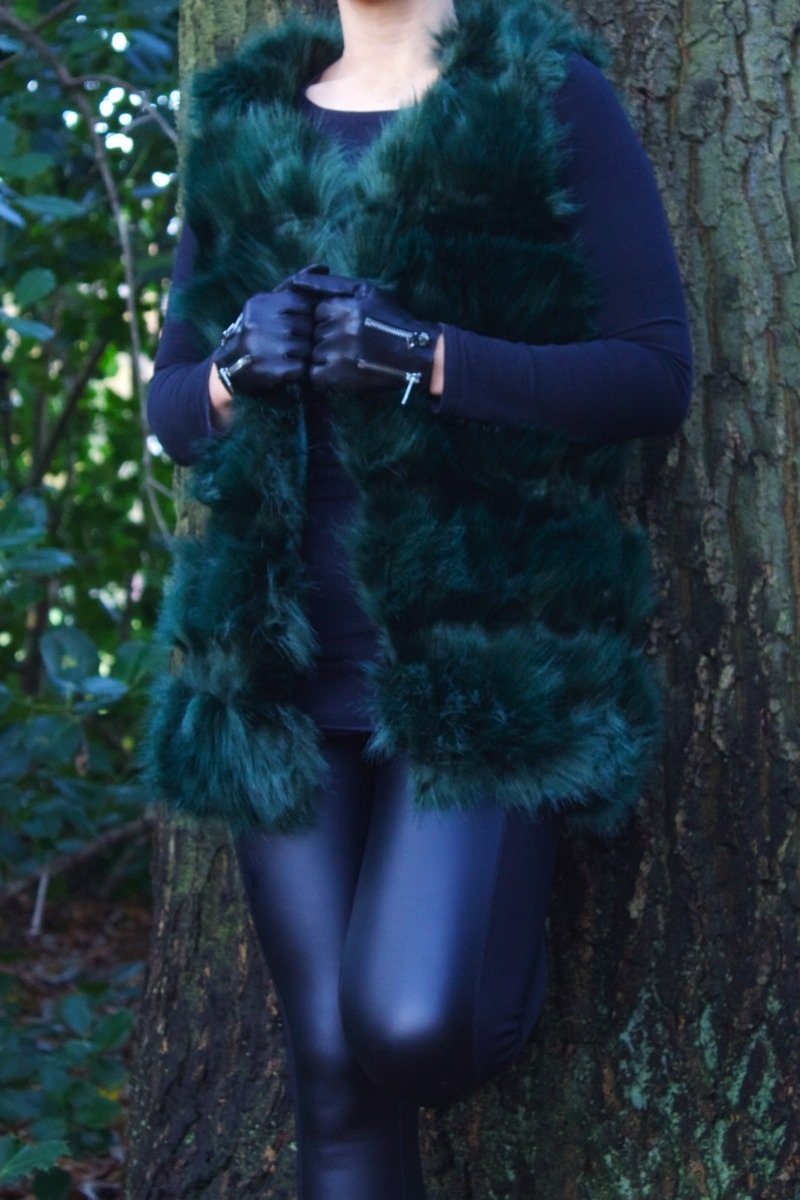 Thea Green Faux Fur Gilet