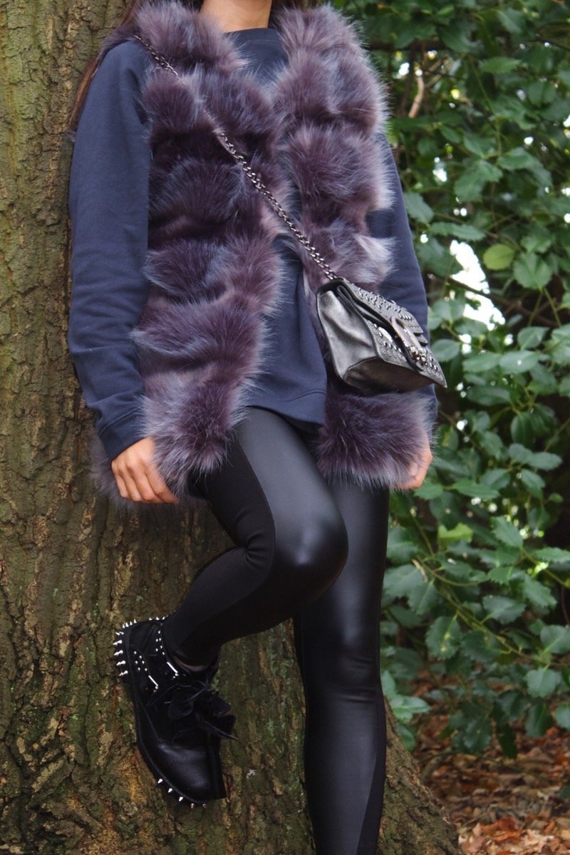 Thea Grey Faux Fur Gilet