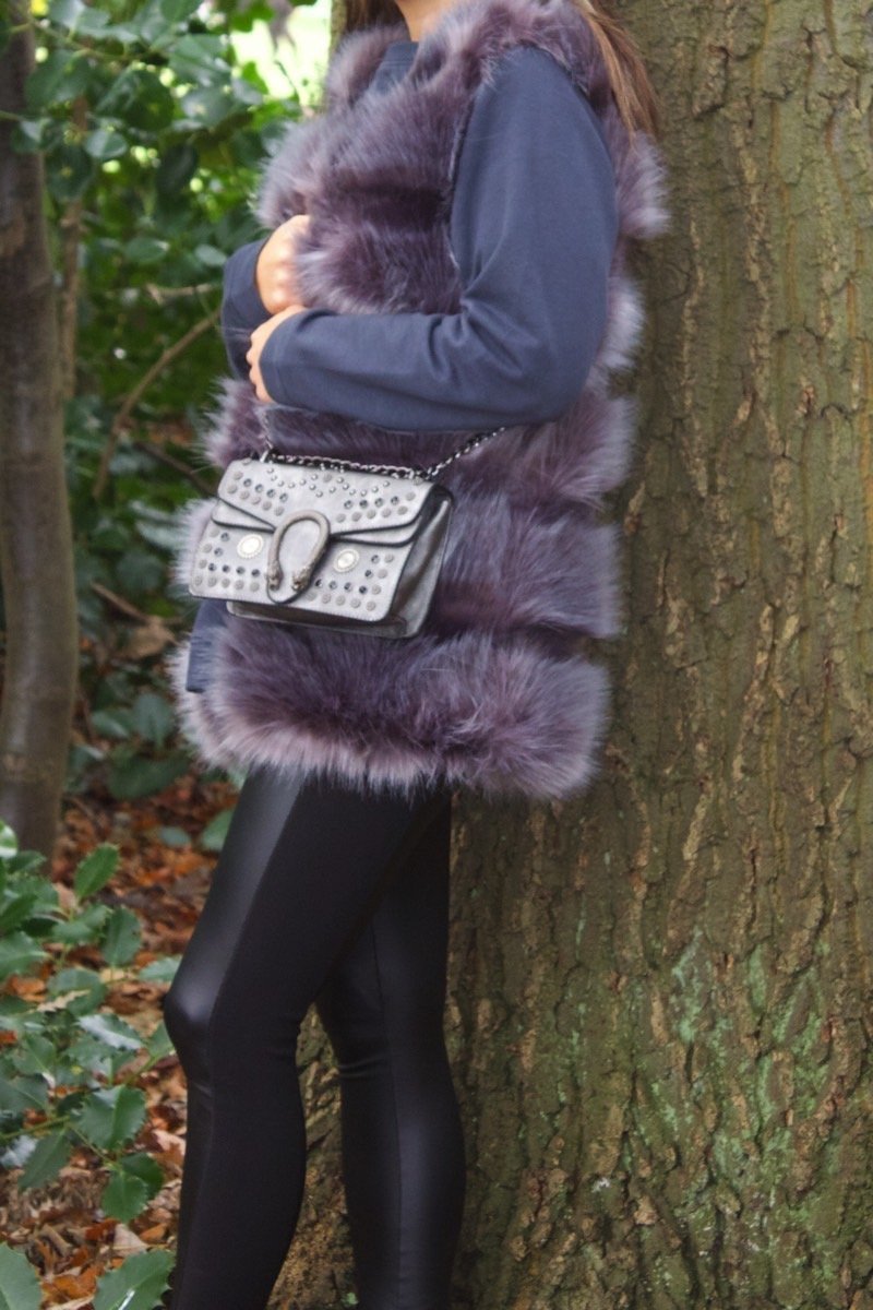 Thea Grey Faux Fur Gilet