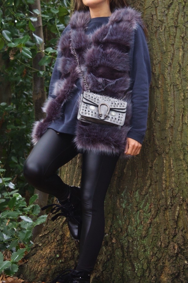 Thea Grey Faux Fur Gilet