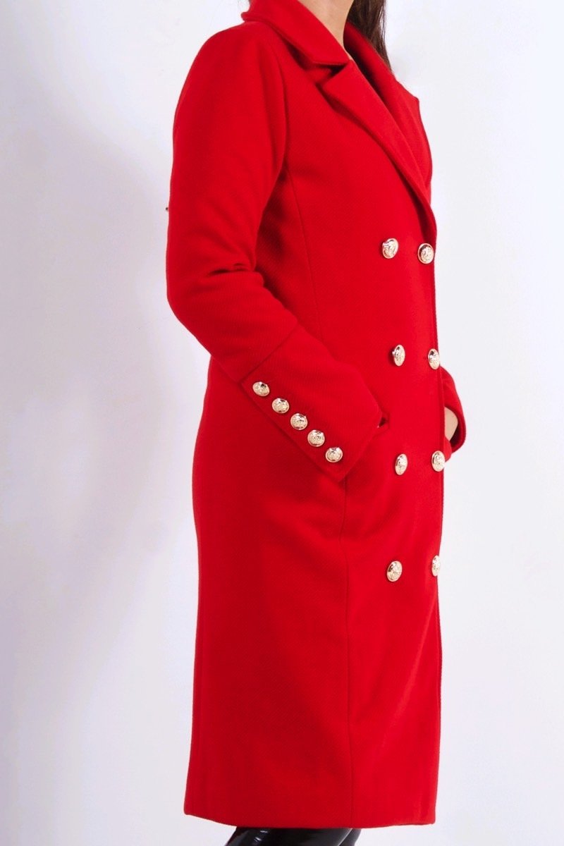 Vienna Red Double Breasted Coat