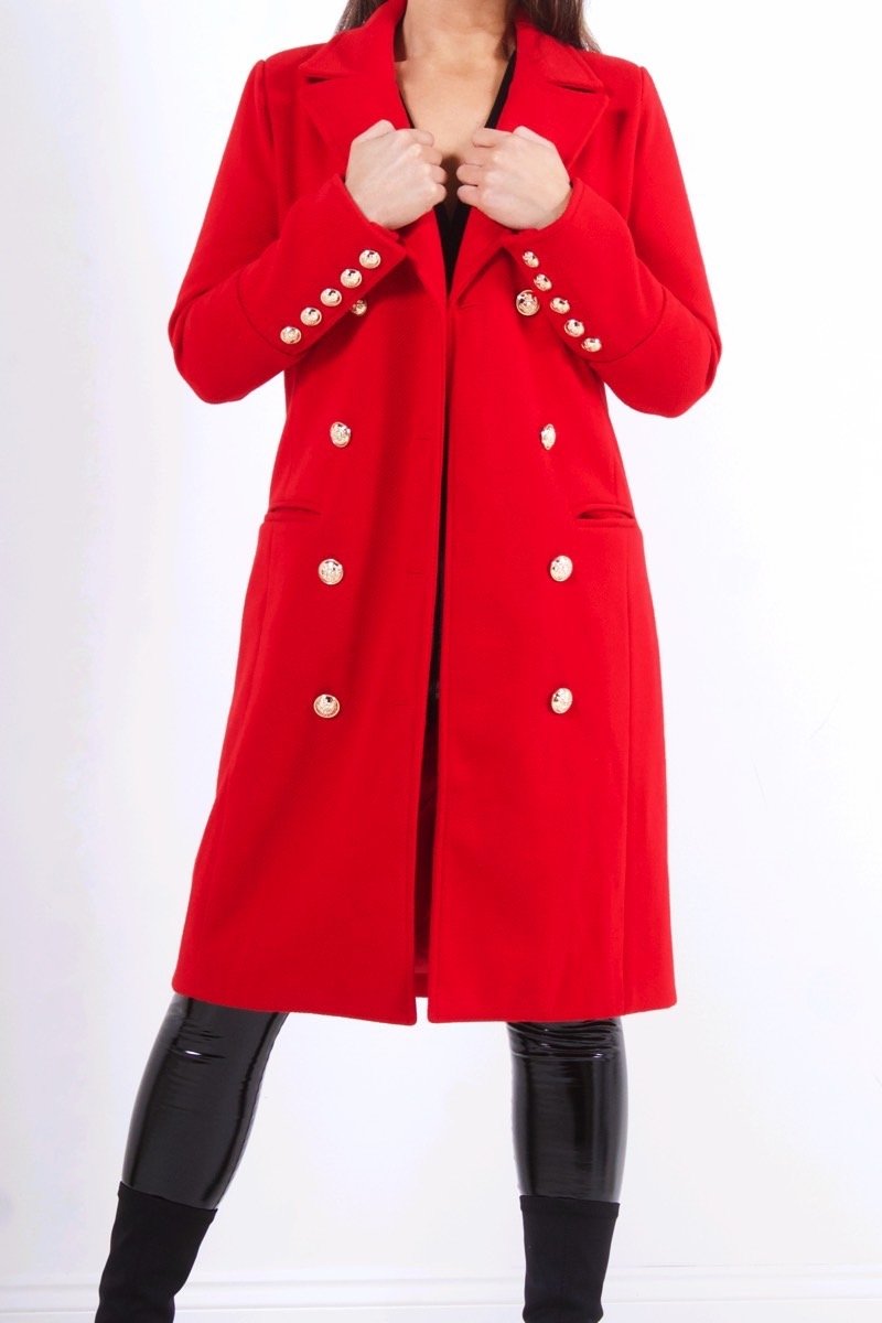 Vienna Red Double Breasted Coat